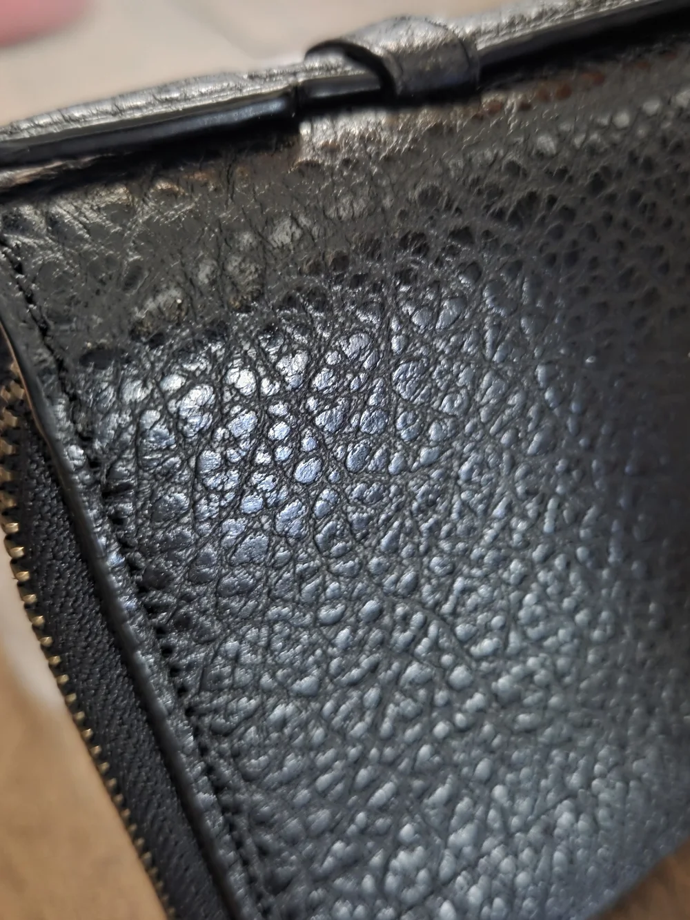 Coach Unisex Black Pebbled Leather Double Zip Wallet XL Organizer Clutch